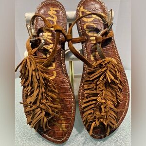 Sam Edelman Fringe Suede Sandals, Size 8 Very Good Condition